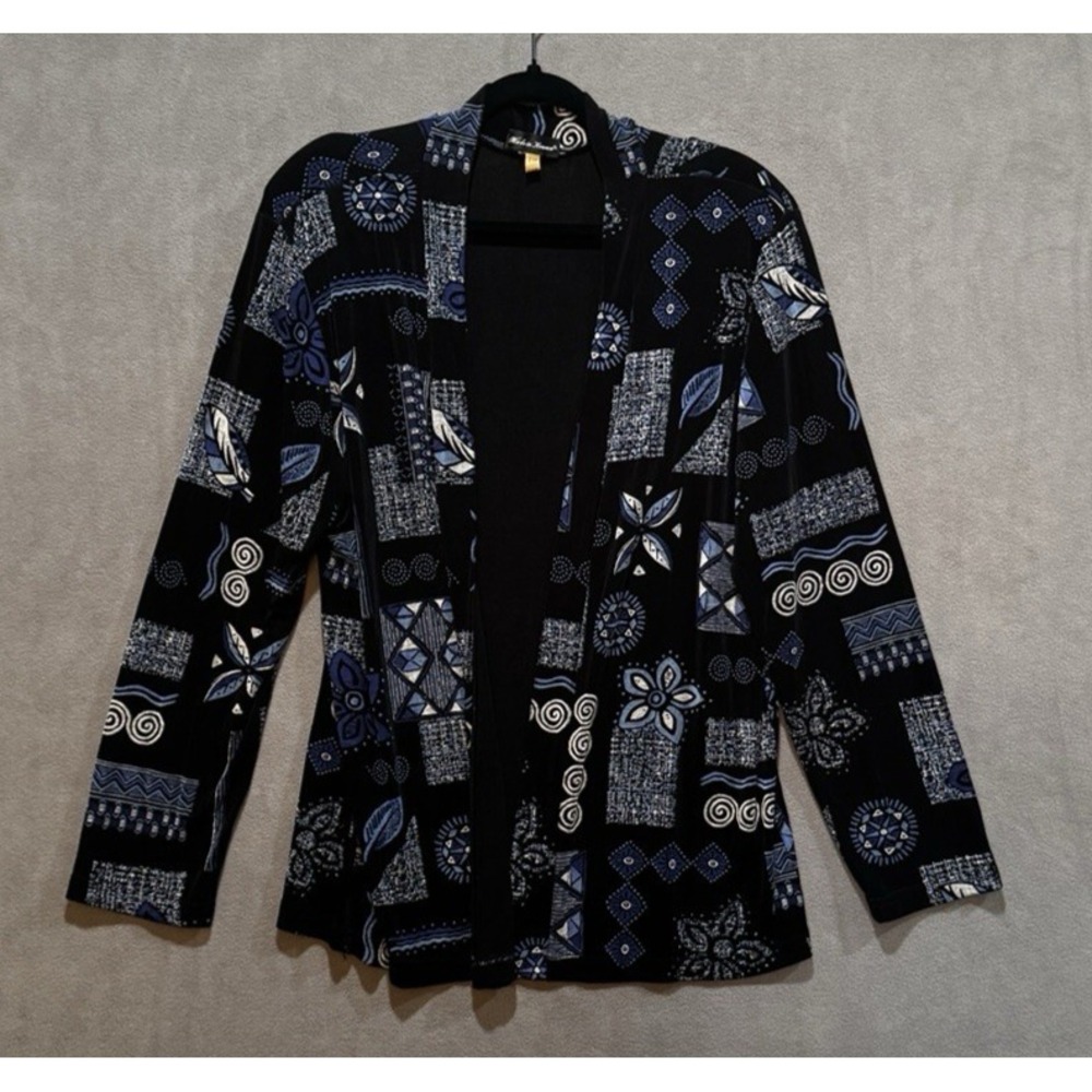Vtg Made in Heaven Women's Slinky Travel Knit‎ Open Front Jacket Cardigan XL USA